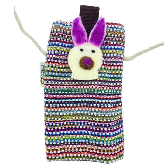 Phone Holder Bag Stripes Pink - bunny decor