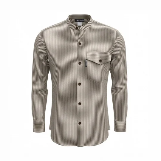 Nomad Sari Grandad Shirt - Grey Stone - Medium