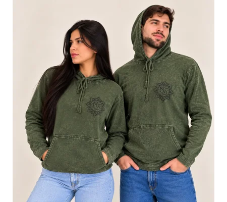 Large Stone Washed Hoody Shirt Kangaroo Pocket - Vintage Teal