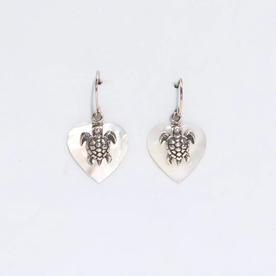 Shell & Silver Earrings - Sea Turtle - MOP