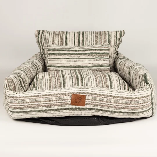 PAW Bed – Medium Sofa – Brown Stripes – 60 × 60 × 28cm