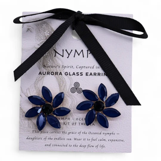 Royal Blue - Vintage Glass - Flowers - Earrings