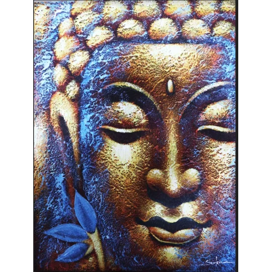 Buddha Painting - Gold Face & Lotus Flower