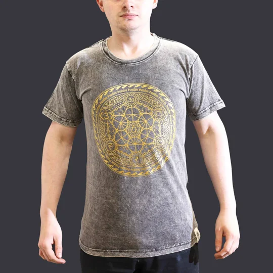 Nomad Sari Stonewashed Cotton T-Shirt – Chakra – Dark Grey – Small