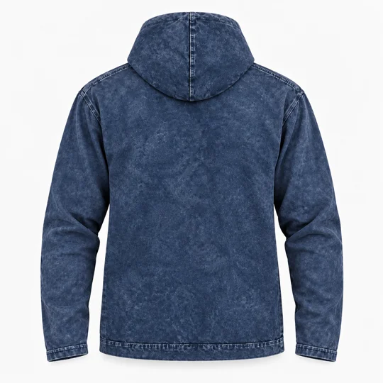 XLarge Stone Washed Hoody Shirt Kangaroo Pocket - Blue Compass of Life