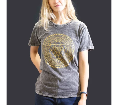 Nomad Sari Stonewashed Cotton T-Shirt – Chakra – Dark Grey – Small