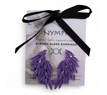 Lavender - Vintage Glass - Angel Wings - Earrings
