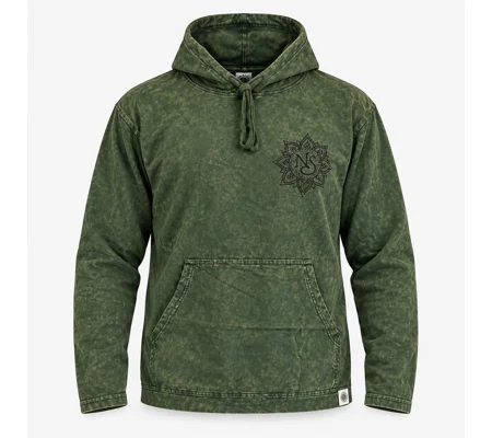 Small Stone Washed Hoody Shirt Kangaroo Pocket - Vintage Teal