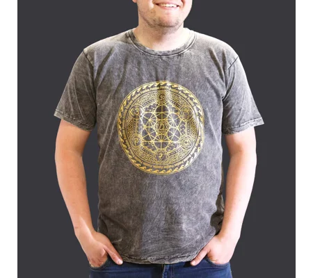 Nomad Sari Stonewashed Cotton T-Shirt – Chakra – Dark Grey – XL