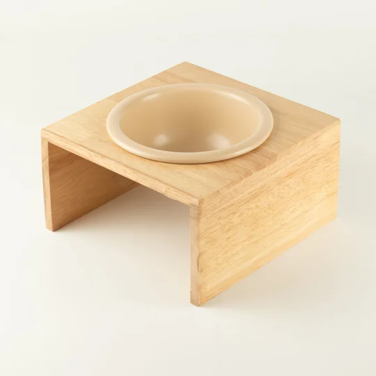 PAW Food Bowls - Large Single Ceramic in Wooden Stand - 14cm