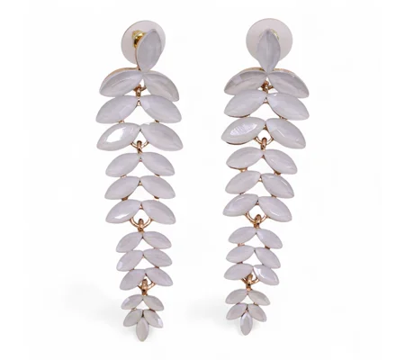Pearl - Vintage Glass - Long Drop - Earrings