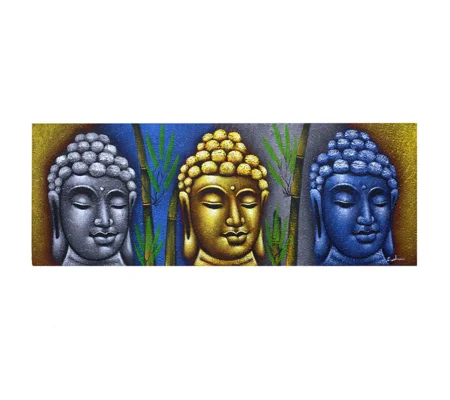Buddha Painting - Three Heads With Bamboo