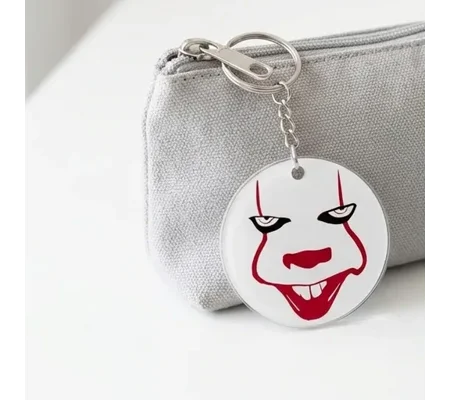 Pennywise / Scary Clown Face White Acrylic Keychain