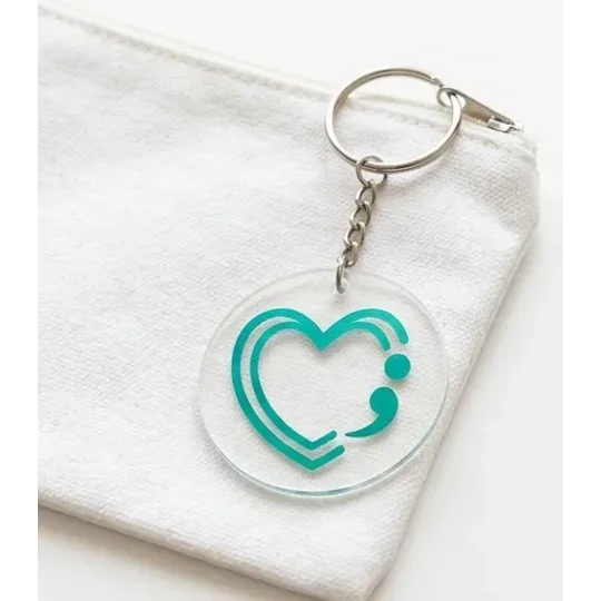 Semicolon Heart Mental Health Awareness Keychain