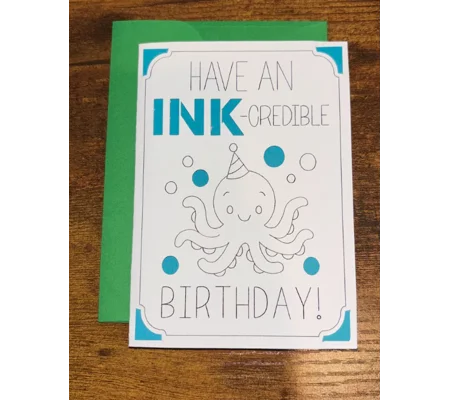 "Have An Ink-Credible Birthday!" Cute Octopus Birthday Card