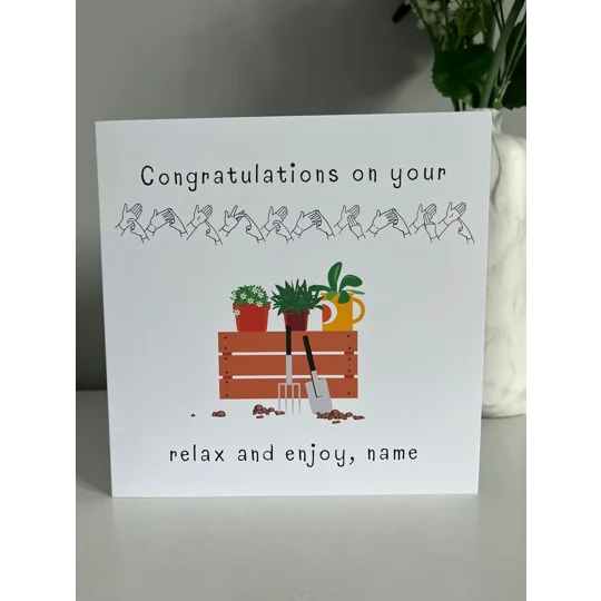 BSL Retirement Card: Gardening Theme, British Sign Language