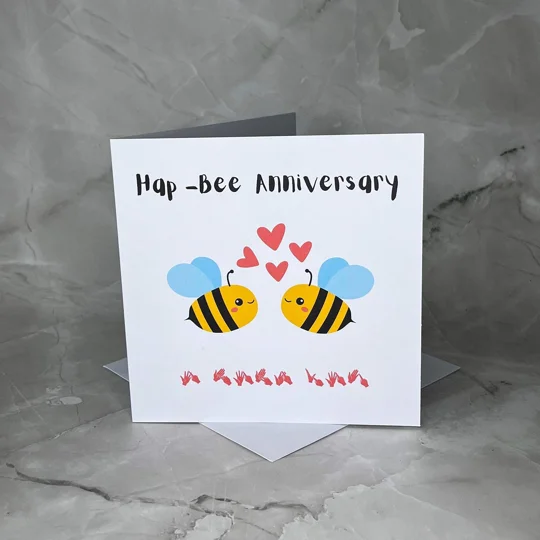 Anniversary Card, BSL, British Sign, Funny, Bee, Husband, Wife, Partner, Boyfriend, Girlfriend, Deaf