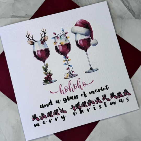 BSL Christmas Card: British Sign Language Fingerspelling, Red Wine Lover