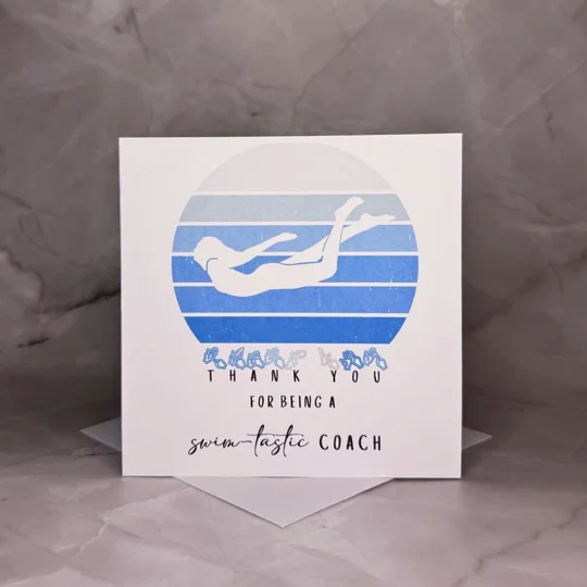 Swim coach Card, BSL, british sign language, thank you, swimming