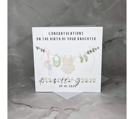 New Baby Girl Card: British Sign Language (BSL) Daughter Granddaughter