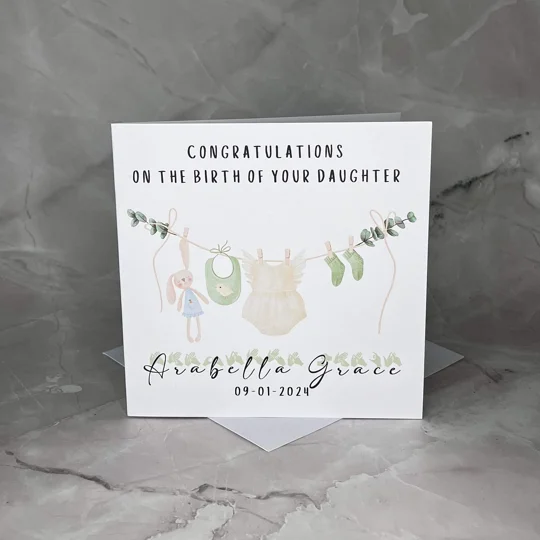 New Baby Girl Card: British Sign Language (BSL) Daughter Granddaughter
