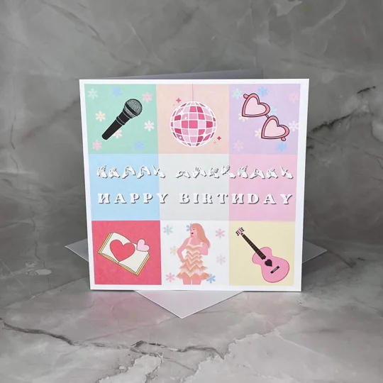 Taylor Swift Inspired Birthday Card: British Sign Language BSL