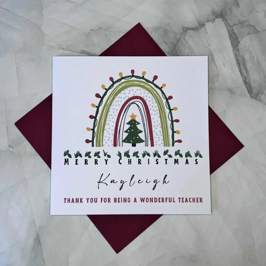 BSL Christmas Card: Fingerspelled 'Merry Christmas' British sign language, thank you teacher