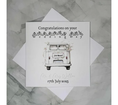 BSL Wedding Card: British Sign Language Fingerspelling - Campervan Design