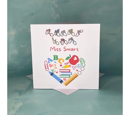 BSL teacher thank you card, British sign, fingerspelling, inclusive card, deaf culture