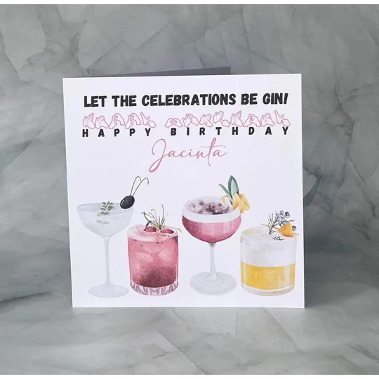 Gin Lover Birthday Card: British Sign Language BSL Card