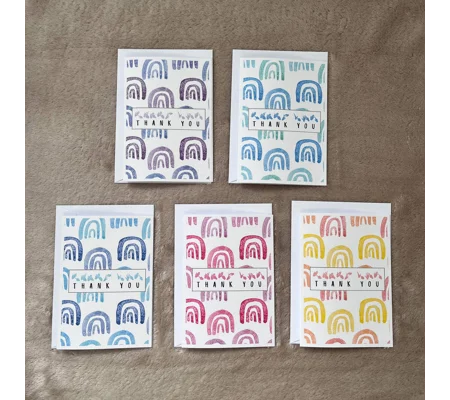 British Sign Language Thank You Cards: Rainbow Design, Pack of 5