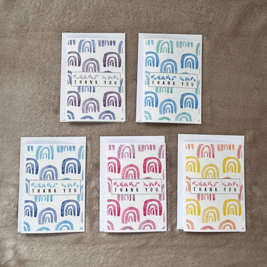 British Sign Language Thank You Cards: Rainbow Design, Pack of 5
