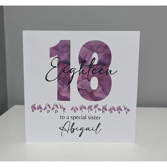 BSL 18th Birthday Card: Fingerspelling British Sign Language