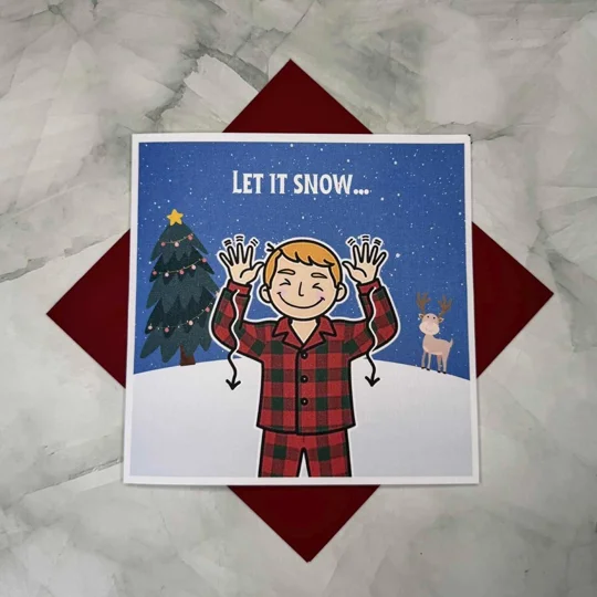BSL Christmas Card: British Sign Language Fingerspelling, Snow, Let it Snow
