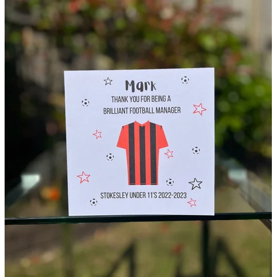 Football Coach Manager Card, BSL, British sign language, thank you
