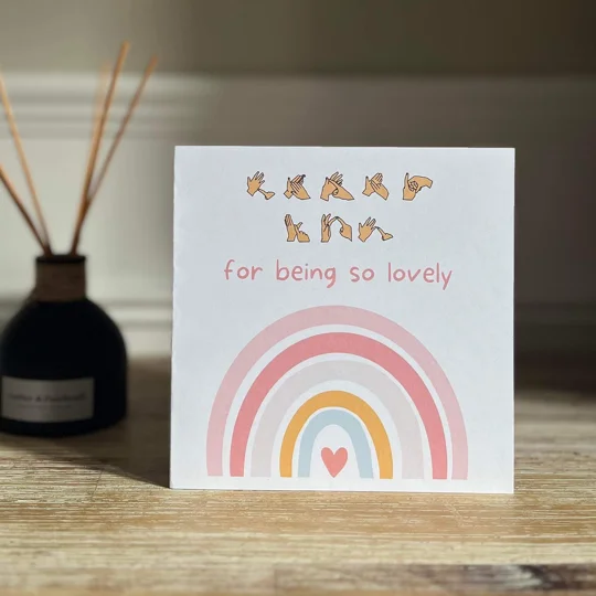 BSL thank you card, British sign, fingerspelling, inclusive card, deaf culture