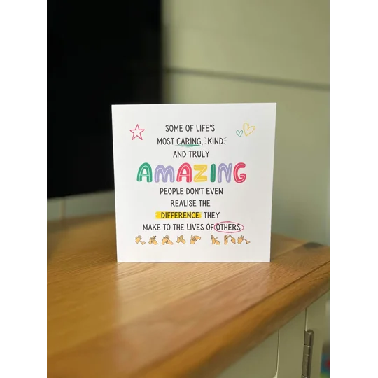 BSL thank you card, amazing person, appreciate, inclusive card, deaf culture, hearing loss, hearing 