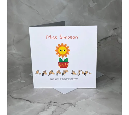 BSL teacher thank you card, British sign, fingerspelling, inclusive card, deaf culture