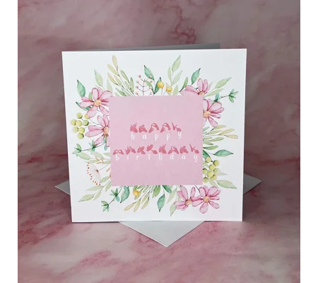 BSL 'Happy Birthday' Card: British Sign Language Fingerspelling, Floral Design
