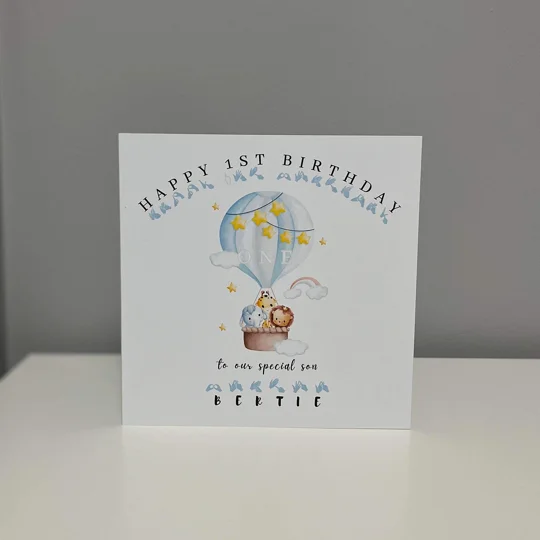 BSL 1st Birthday Card: Fingerspelling, Deaf Awareness