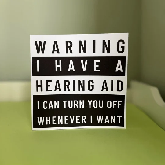 Warning Card, Cochlear Implant, Hearing Aid Funny, Inclusive, deaf awareness, deaf culture, humour