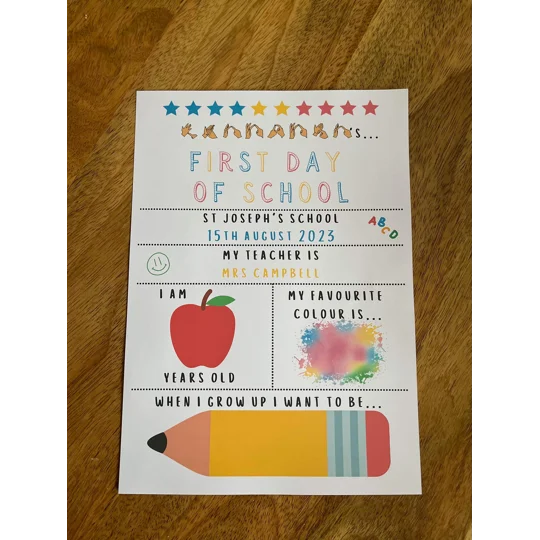 BSL First Day of School Sign: Deaf Awareness Photo Prop