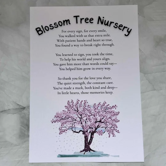 Personalised Teacher Thank You Poem Print: British Sign Language (BSL) A4