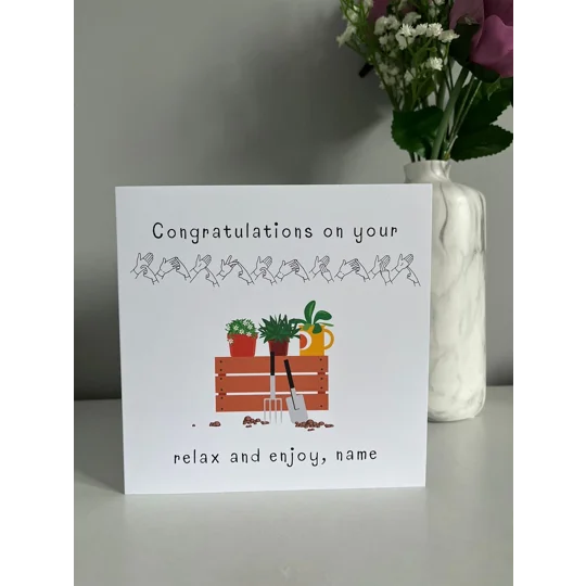 BSL Retirement Card: Gardening Theme, British Sign Language