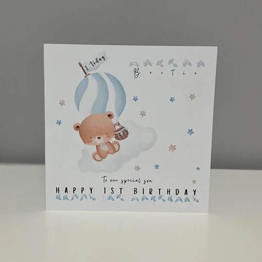 BSL 1st Birthday Card: Fingerspelling, Deaf Awareness