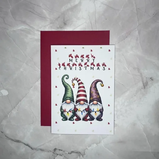 BSL Christmas Cards: Gonk Designs, Pack of 5, British sign language