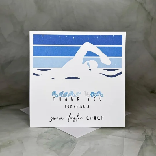 Swim coach Card, BSL, british sign language, thank you, swimming
