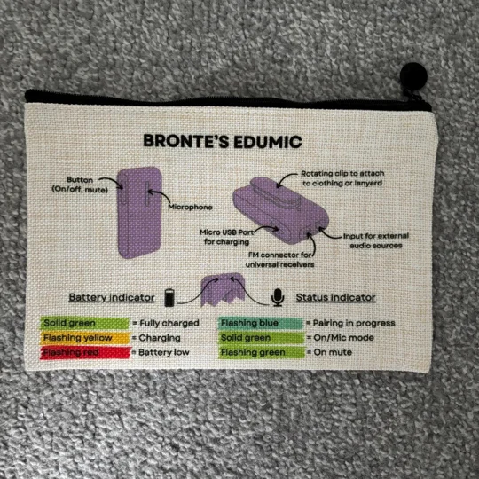 BAHA Hearing Aid Information Bag: Linen Accessory Case for Childcare
