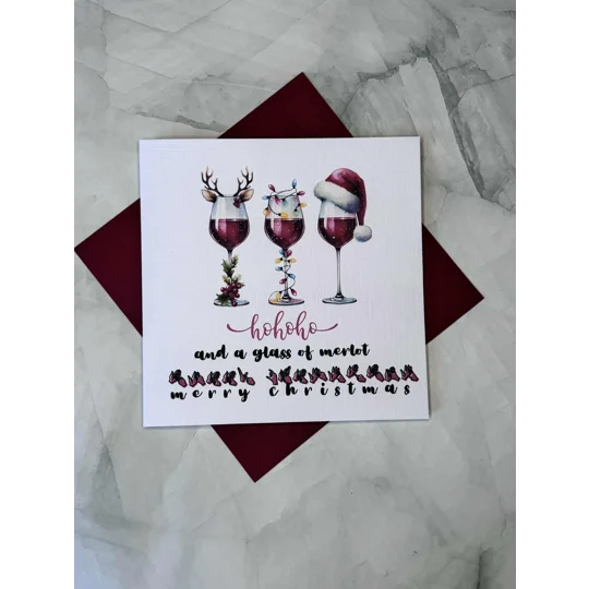 BSL Christmas Card: British Sign Language Fingerspelling, Red Wine Lover