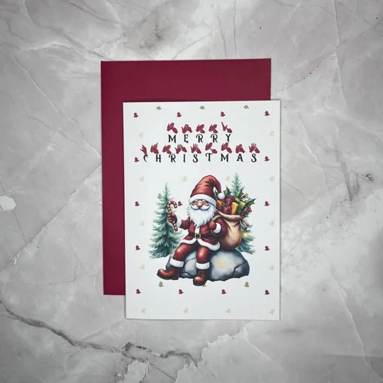 BSL Christmas Cards: Gonk Designs, Pack of 5, British sign language